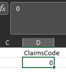 A zero in Excel