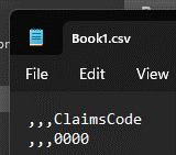 Correctly zero-padded data in a CSV file in Notepad.